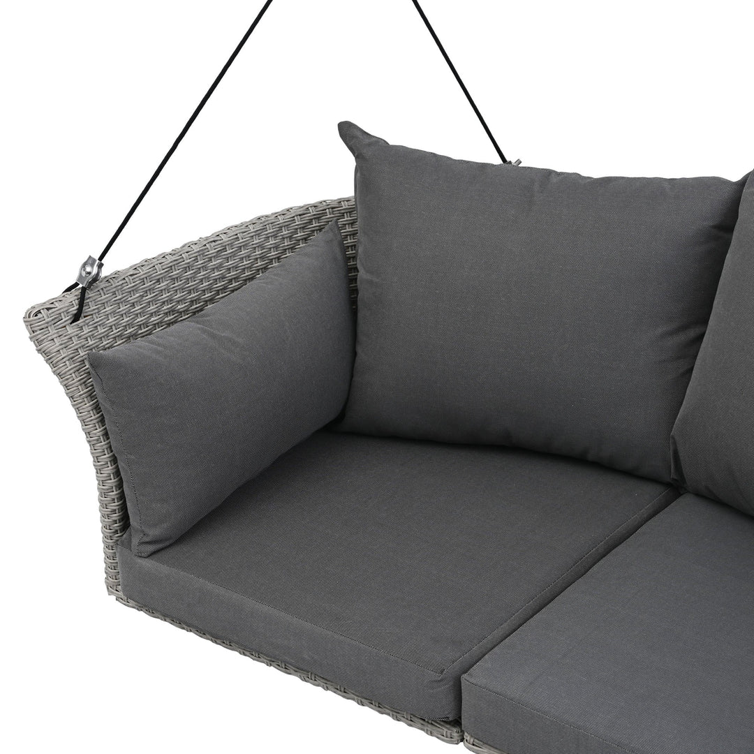 Euroco 51.9" Hanging Woven Swing Chair with Thick Cushion and Adjustable Rope, Waterproof & All-Weather Patio Hammock Chair for Porch, Balcony,