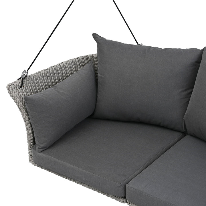 Euroco 51.9" Hanging Woven Swing Chair with Thick Cushion and Adjustable Rope, Waterproof & All-Weather Patio Hammock Chair for Porch, Balcony,