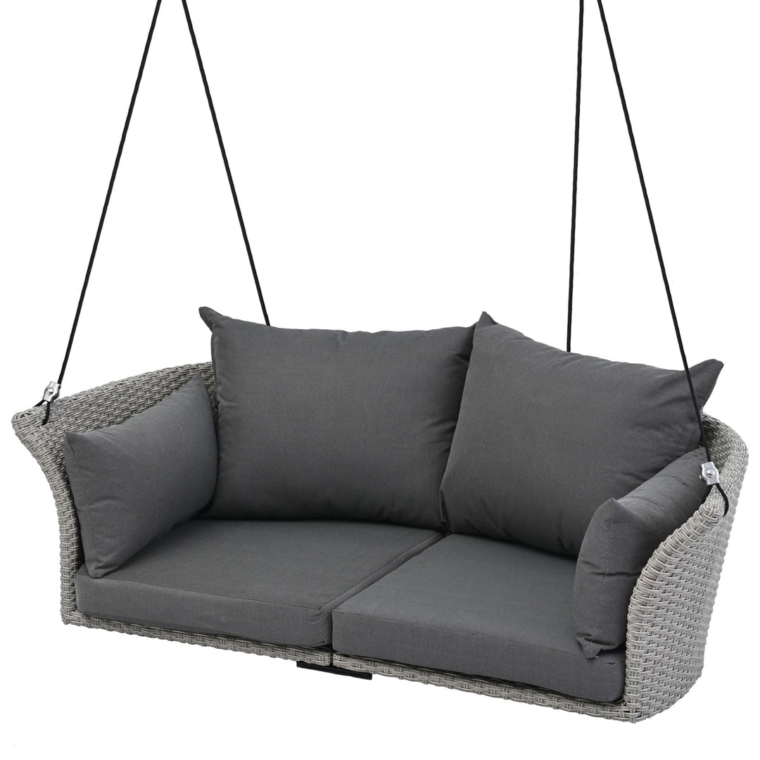 Euroco 51.9" Hanging Woven Swing Chair with Thick Cushion and Adjustable Rope, Waterproof & All-Weather Patio Hammock Chair for Porch, Balcony,