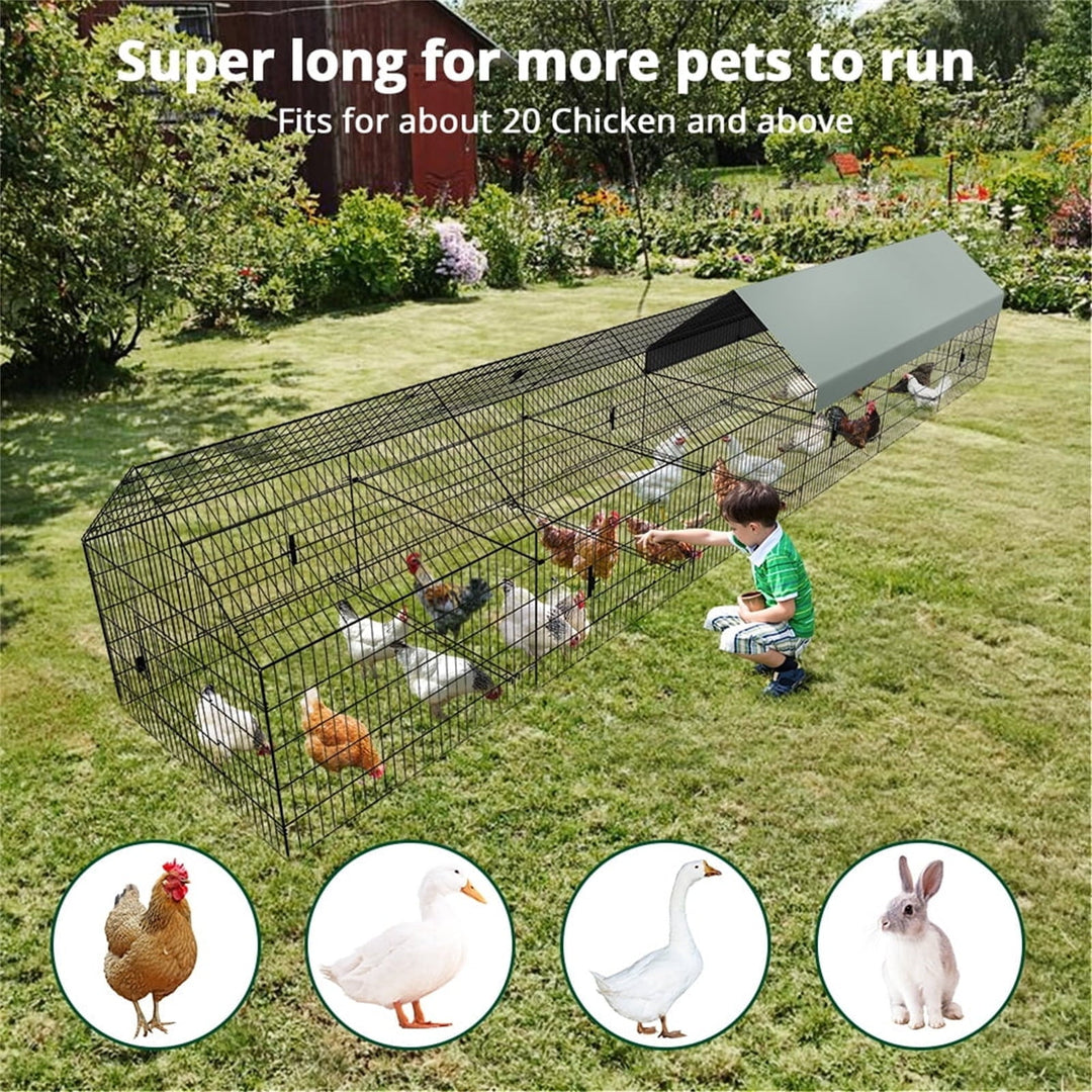 Large Chicken Coop with Upgraded Cover, DOMIPET 252" x 42" x 44" Pet Playpen Exercise Pen Rabbit Duck Chicken Run, Outdoor Backyard Farm Cage for Rabbit Duck Hen