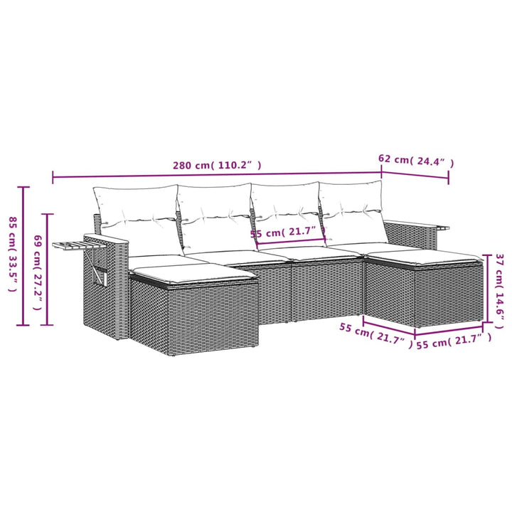 vidaXL Garden Sofa Set Gray