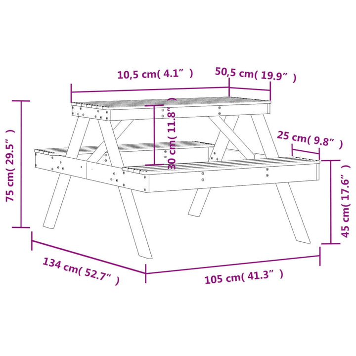 vidaXL Picnic Table Natural Wood Solid Douglas Fir Wood Medium Durable