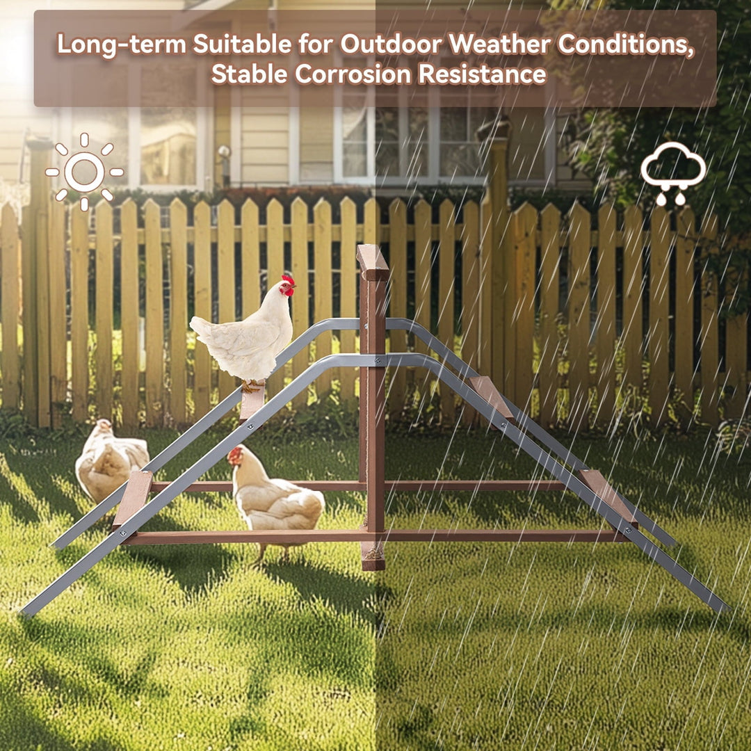 PETSFIT Chicken Perch Ladder-Solid Wood and Rustproof Iron Design, Chicken Ladder with Swing for Healthy Poultry-Ideal for Backyard Coops, Farms, Easy to Assemble and Clean