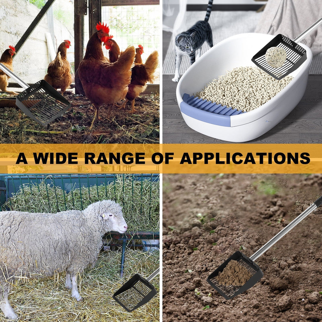 Keyohome Chicken Poop Scooper Stainless Steel Handle Non Stick Detachable Cat Litter Sifter Extendable Long Chicken Cage Children's Beach Shovel