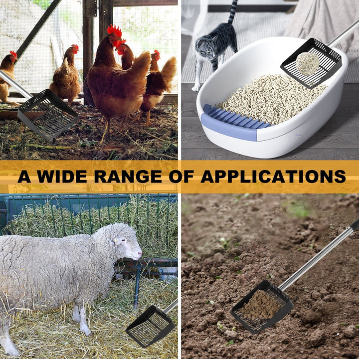 Keyohome Chicken Poop Scooper Stainless Steel Handle Non Stick Detachable Cat Litter Sifter Extendable Long Chicken Cage Children's Beach Shovel