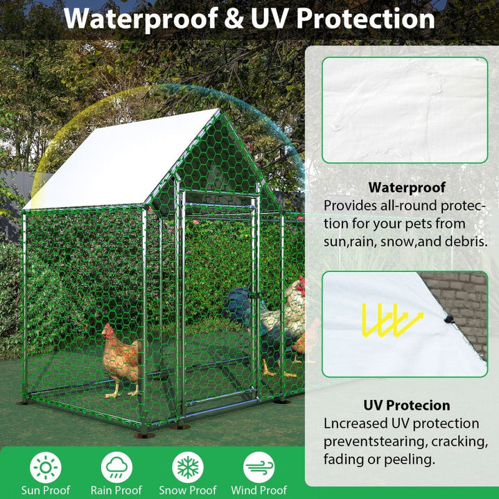 26'Lx6.7'Wx6.6' ft Large Metal Chicken Coop, Walk-in Chicken Run, Galvanized Wire Poultry Chicken Hen Pen Cage, Rabbits Duck Cages with Waterproof and Anti-Ultraviolet Cover for Outside