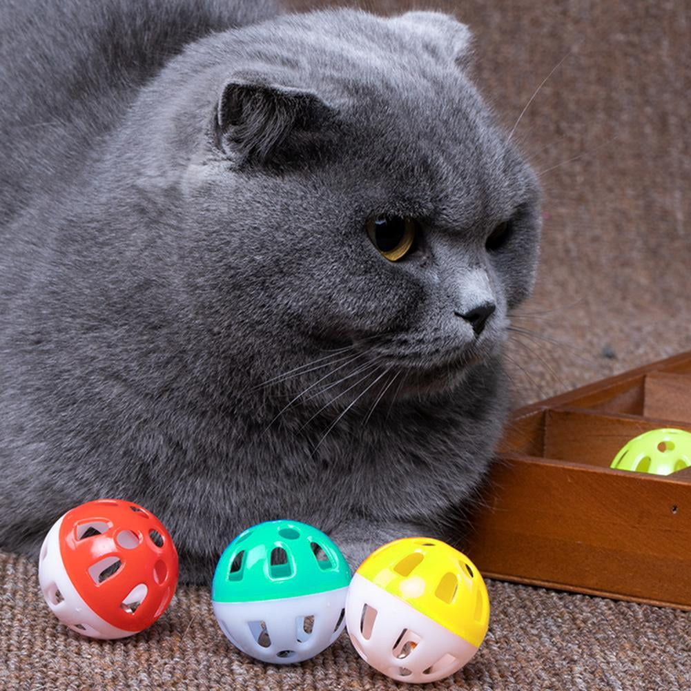 7Counts Plastic Ball Cat Toys Lattice Balls with Bell Jingle Kitten Toy
