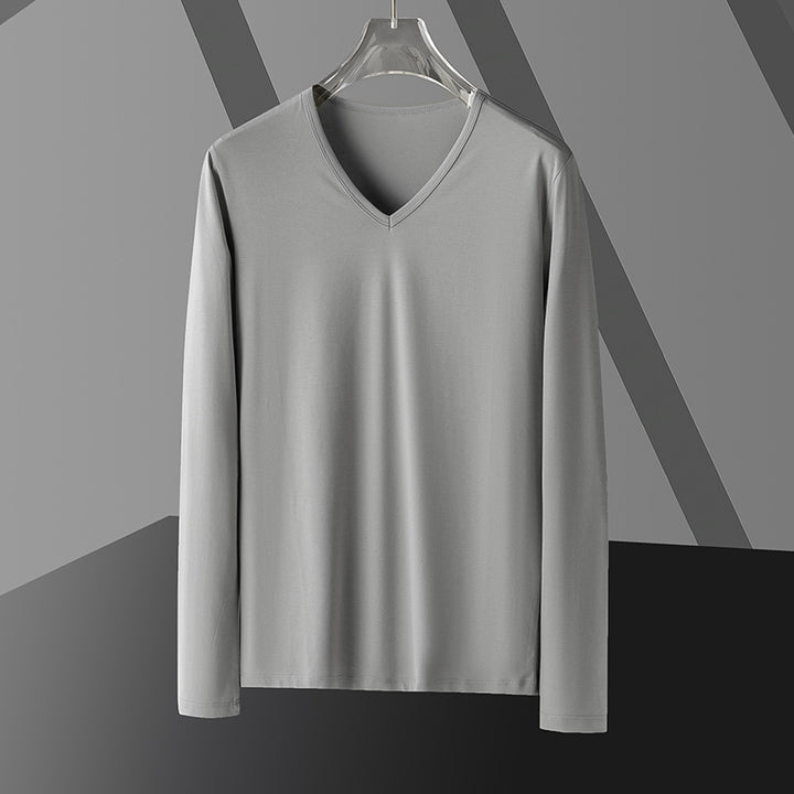 Long Sleeve Men's Fashion Wear Inner Bottoming Shirt Tight-fitting Solid Color Top