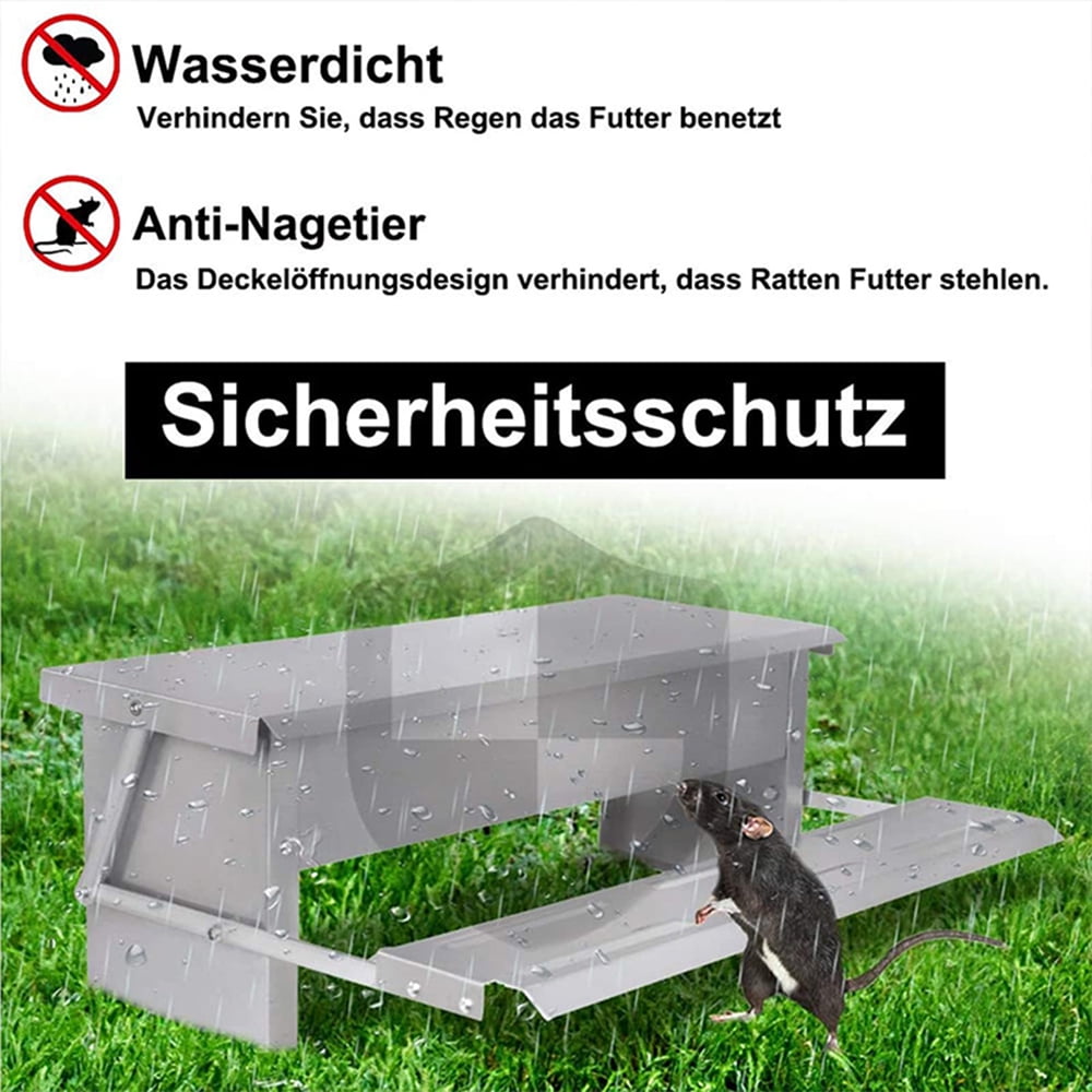 KRKZ 20.1" x 12.6" x 7.5" Silver Automatic Poultry Feeder - Long-Lasting Galvanized Chicken Feeder with Rain Cover - Metal Feeder Kit for Ducks, Bantams & Pheasants