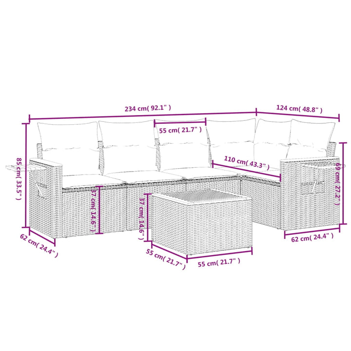 vidaXL Garden Sofa Set Grey