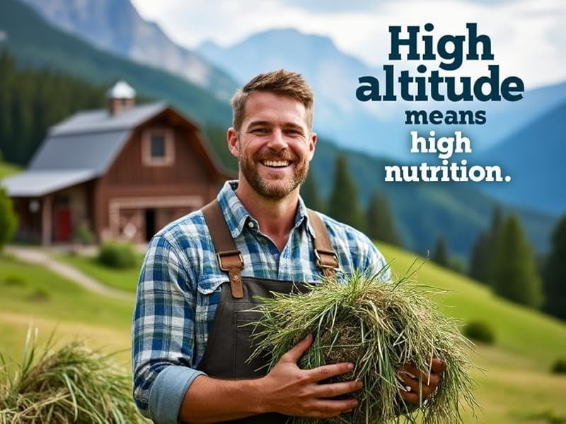 High Altitude Horse Hay Pellets | Ultra Premium Alfalfa, Timothy, Orchard, Teff Hay | Nutrient Dense | Cattle, Sheep, Alpaca, Rabbits (40 LB, Teff Grass)