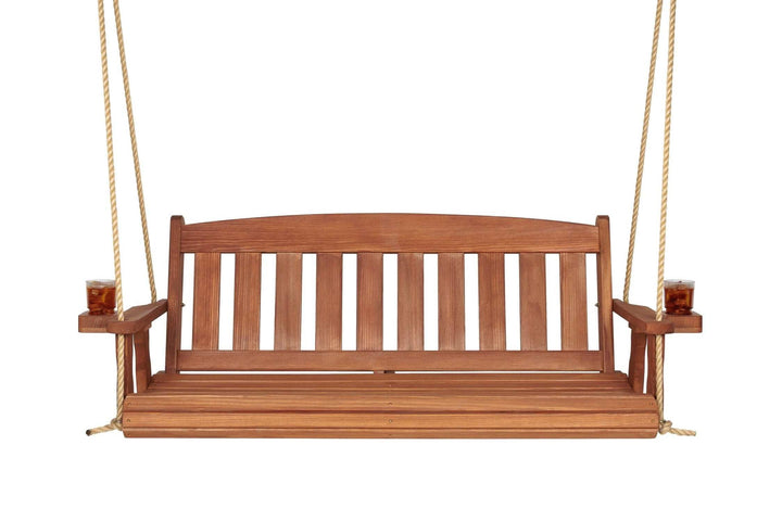 Amish Heavy Duty 800 Lb Mission Treated Porch Swing with Hanging Chains (5 Foot, Cedar Stain)