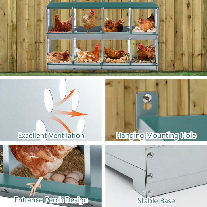 Chicken Nesting Box 8 Compartment Chicken Egg Laying Box Egg Collection