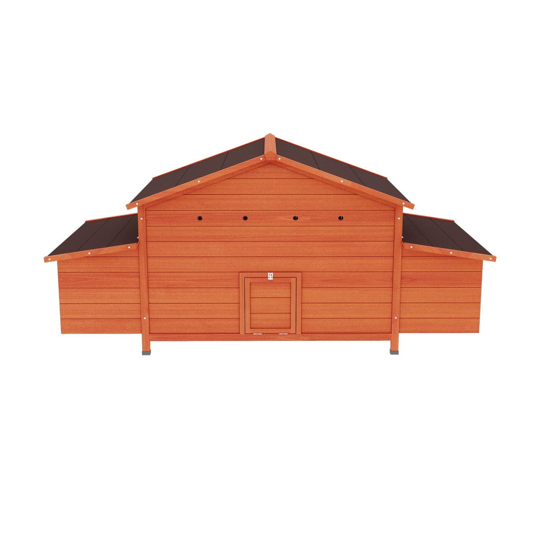 ZephyPaws 70" Large Wooden Chicken Coop for 4-6 Chickens, Outdoor Hen House Poultry Pet Hutch Cage with 2 Side Nesting Boxes,2 Free-Range Doors and Leakproof Tray, Chicken Perch Inside,Brick Red