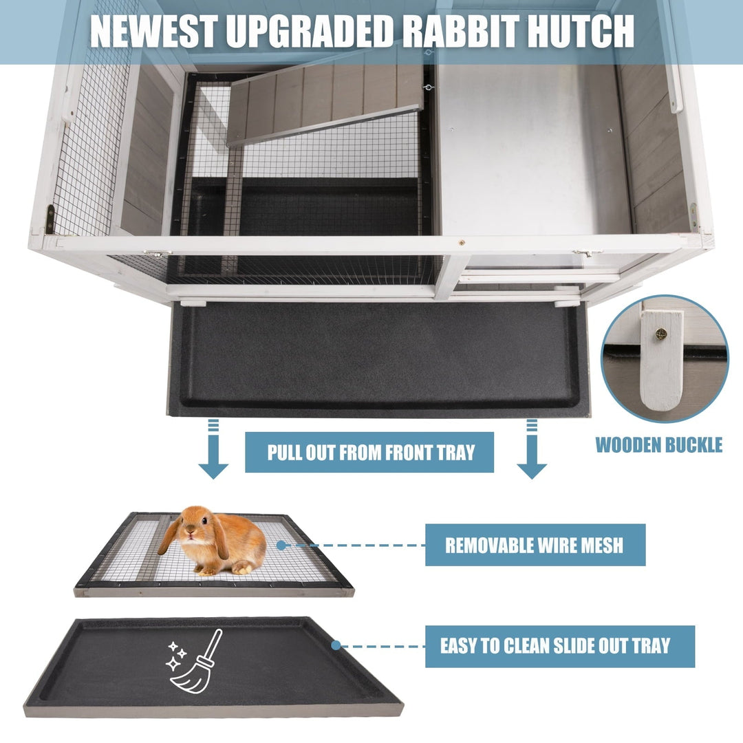 Gowoodhut Elevated Rabbit Hutch Indoor Wooden Bunny House with Detachable Legs