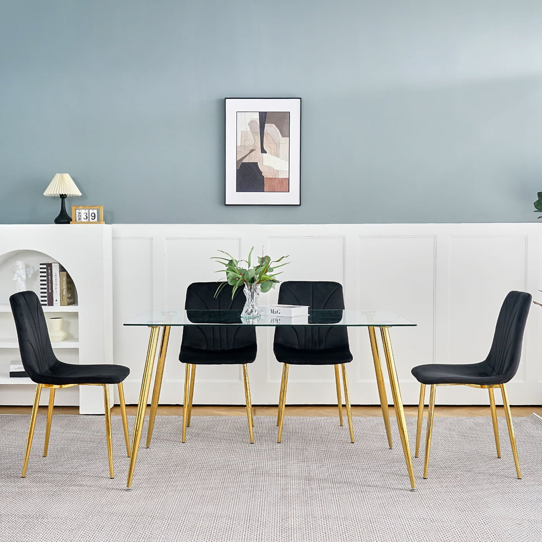 Modern Simple Light Luxury Dining Chair Home Bedroom Stool Back Dressing Chair Student Desk Chair Gold Metal Legs(set Of 4)