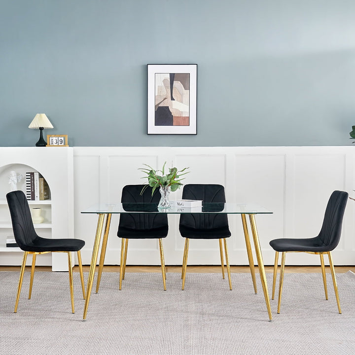 Modern Simple Light Luxury Dining Chair Home Bedroom Stool Back Dressing Chair Student Desk Chair Gold Metal Legs(set Of 4)