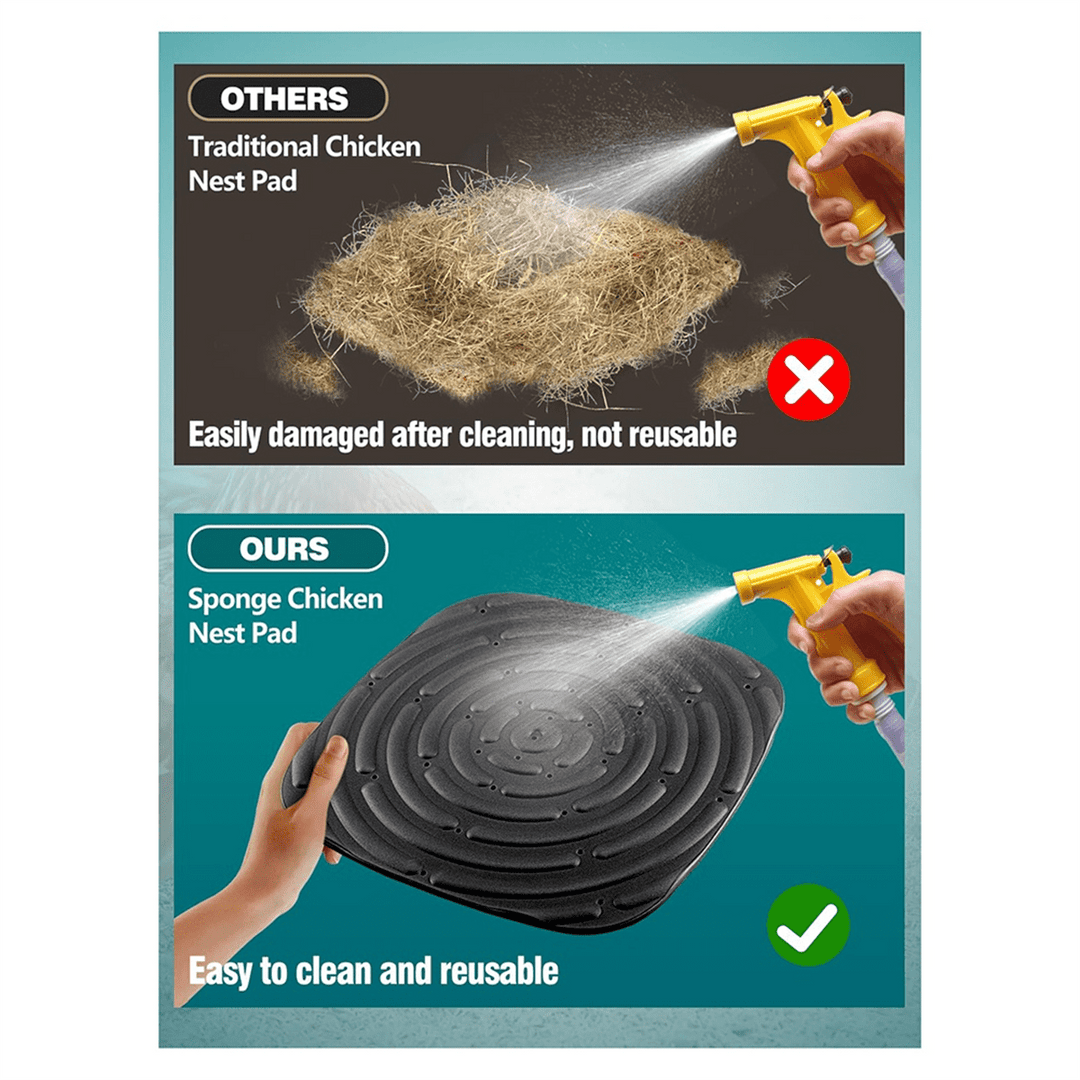 8 Pack Washable Chicken Nesting Pads for Laying Eggs, Nesting Box Liners for Chicken Coop Reusable Chicken Litter Black