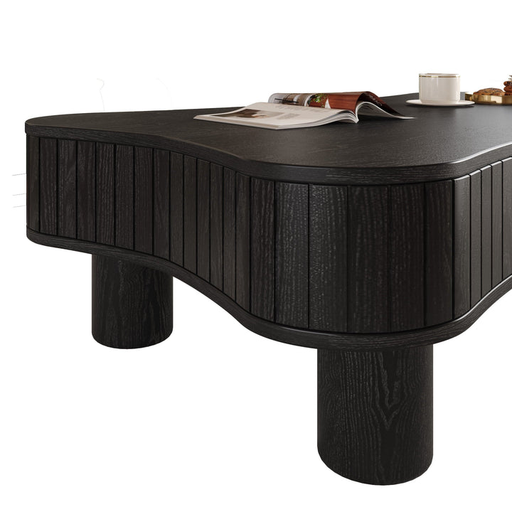 Lift Top Coffee Table for Living Room 42" - Fluted Panel Hidden Storage, Silent Hydraulic Lift, Curved Safety Corners, 5 Min Assembly (27"W X 13-18.9"H, Black)
