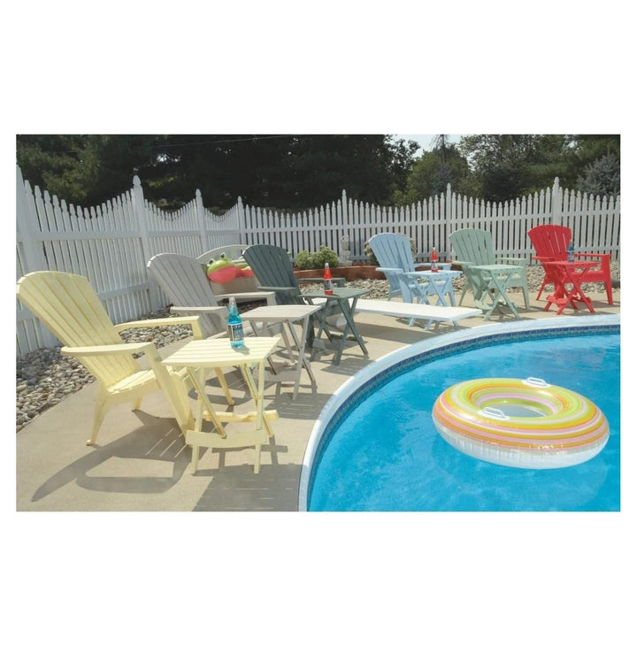 Manufacturing, White Quik Fold Patio Side Table, Resin, One Size