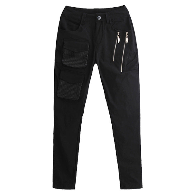 Women's Fashion Three-dimensional Pocket Zipper Trousers