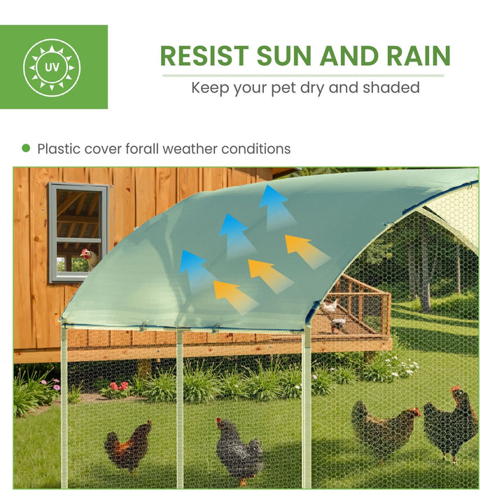 Large Metal Chicken Coop with Roof and Run for 6-10 Chickens, Walk-in Outdoor Chicken Runs for Yard with Waterproof Cover
