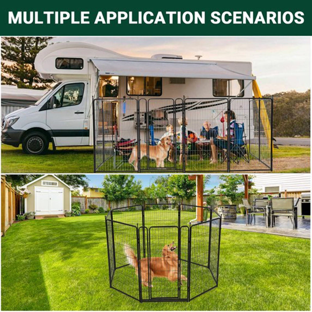Lumiparty Metal Dog Playpen, 48" Height 8 Panels Dog Fence ,Heavy Duty Pet Puppy Exercise Pen, Portable Pet Playpen for Indoor Outdoor Rv Camping Garden Yard