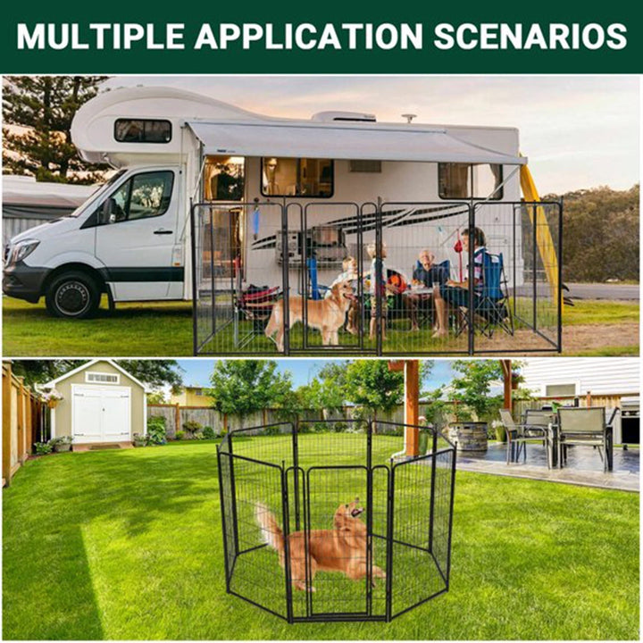 Lumiparty Metal Dog Playpen, 48" Height 8 Panels Dog Fence ,Heavy Duty Pet Puppy Exercise Pen, Portable Pet Playpen for Indoor Outdoor Rv Camping Garden Yard