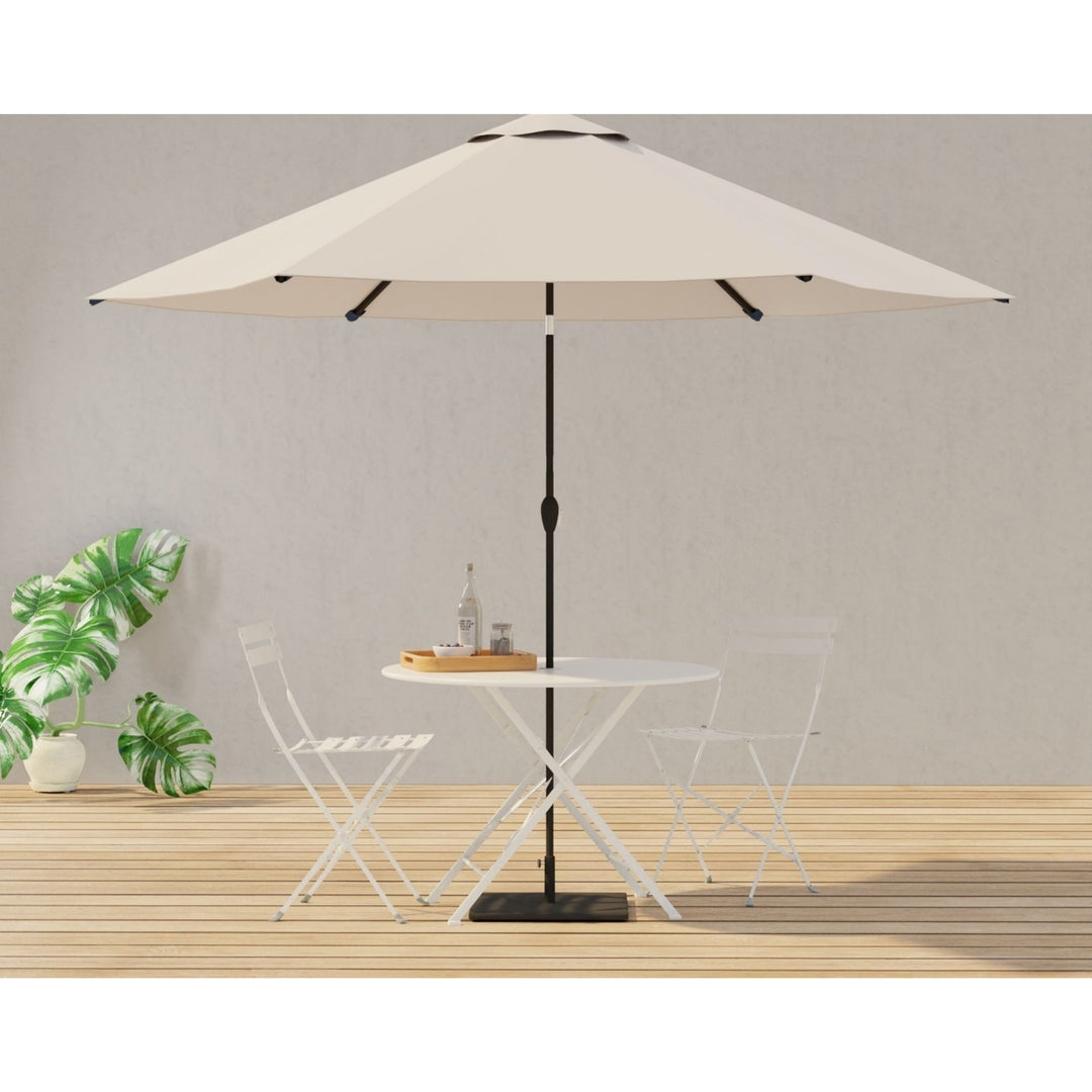 Contemporary Home Living Foldable Outdoor Patio Table with Umbrella Hole - 30" - White