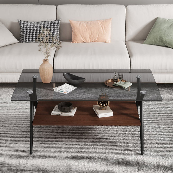 Coffee Table and End tables Set of 3, Tempered Glass Table with MDF layer, Modern Tables for Living Room , Transparent Glass