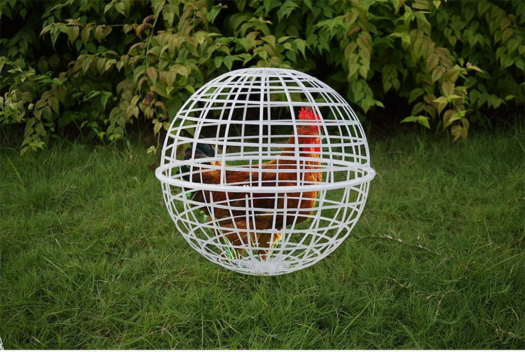 2 Pcs Chicken Balls Cage for Outside, Movable Chicke Coops, Sturdy & Safe & Roomy, Plastic Rolled Cage for Free-Range Pigeons, Rabbits, Ducks, Chicken, White 7.87 Inch