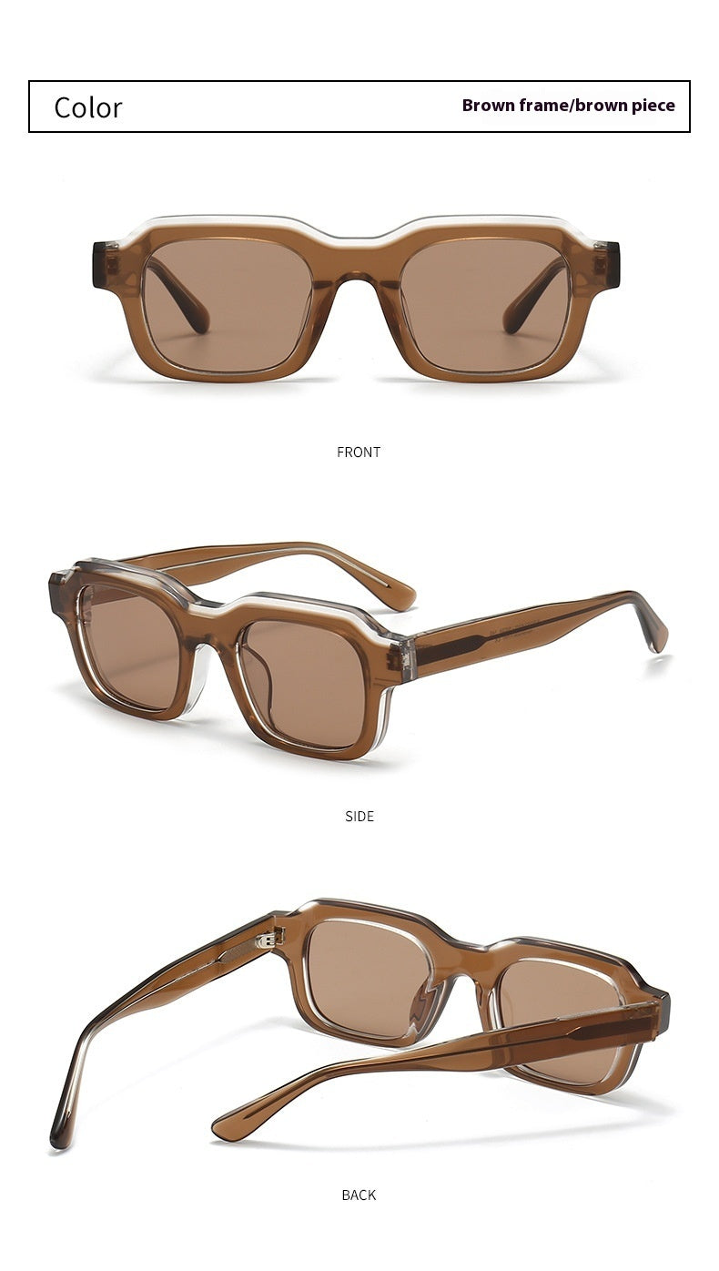 Thick Acetate Frame Sunglasses Gradient Color Stitching Sunglasses