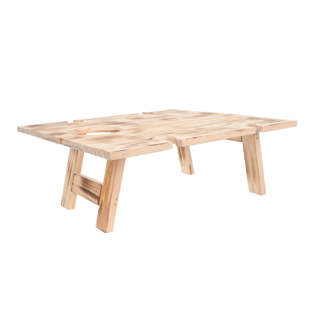 FUEENIRVA 1Pack Portable Small Table Brown Wood for Outdoor Activities Camping Picnic Desk Lightweight Foldable Design