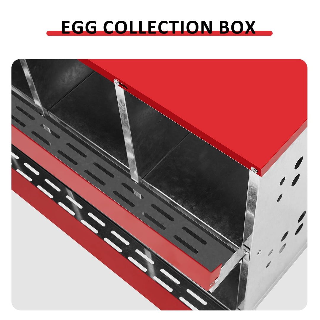 6-Compartment Hen Nesting Box, Roll-Out Design with Basket, Chicken Coop Laying Box