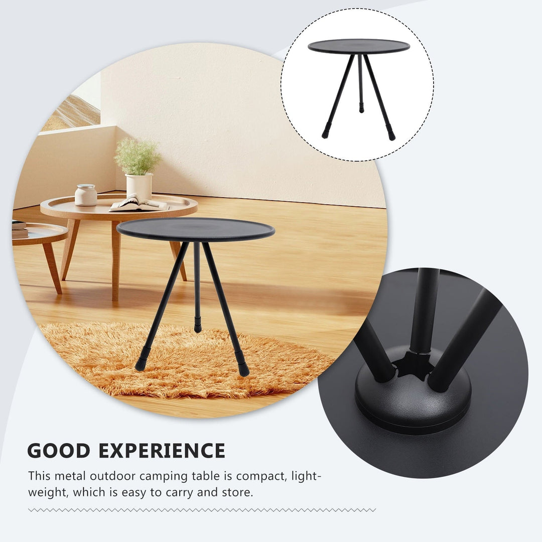 UPOUART 1Pcs Black Round Portable Picnic Table for Outdoor Camping and Barbecue
