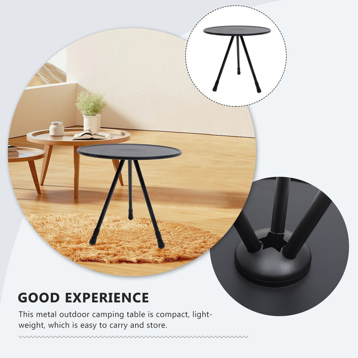 UPOUART 1Pcs Black Round Portable Picnic Table for Outdoor Camping and Barbecue