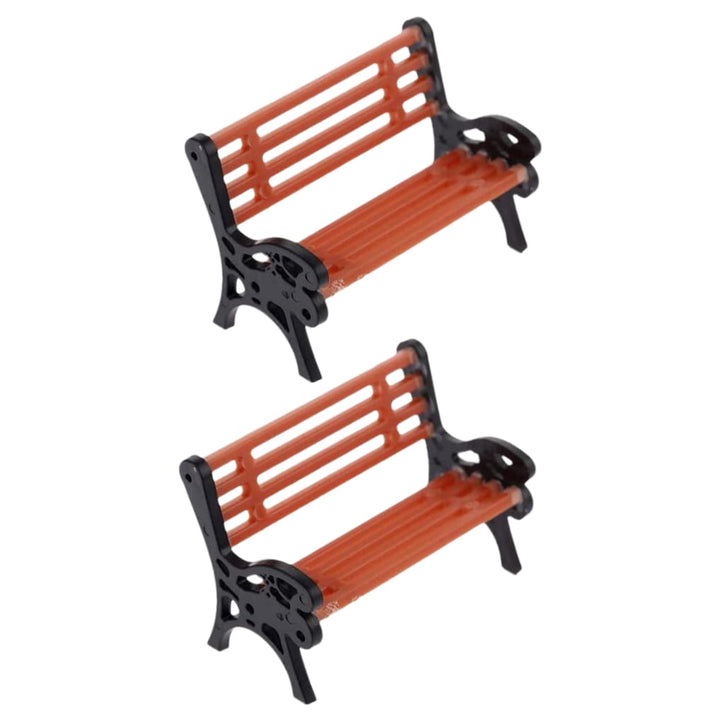 Niceauty 2Pcs Mini Garden Bench Resin Simple Design for Outdoor Miniature Scenery
