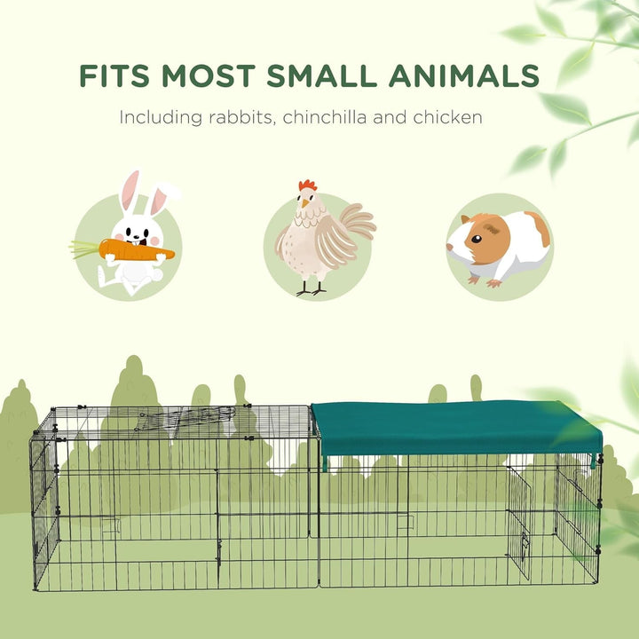 AEGFKD73" L Metal Chicken Playpen, Small Animal Cage, Chicken Coop, Pet Yard Fence for Rabbits, Chinchillas with Roof for Indoor & Outdoor, 20" H, Green
