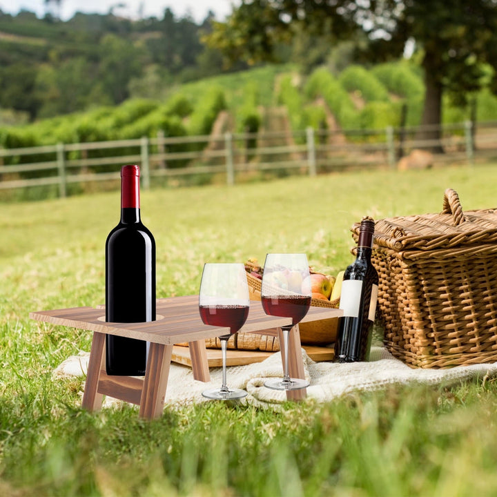 Worgeous 1Pcs Portable Picnic Table for Outdoor Use with Goblet Holder and Folding Feature 11.79X9.43X5.11in