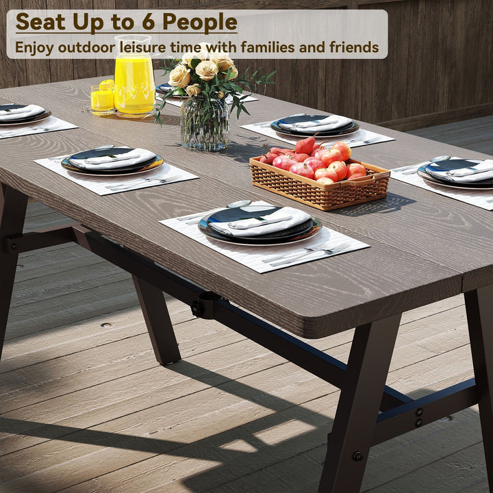 Gymax 59'' x 29.5'' Rectangle Rustproof Patio Dining Table w/ 1.93'' Umbrella Hole