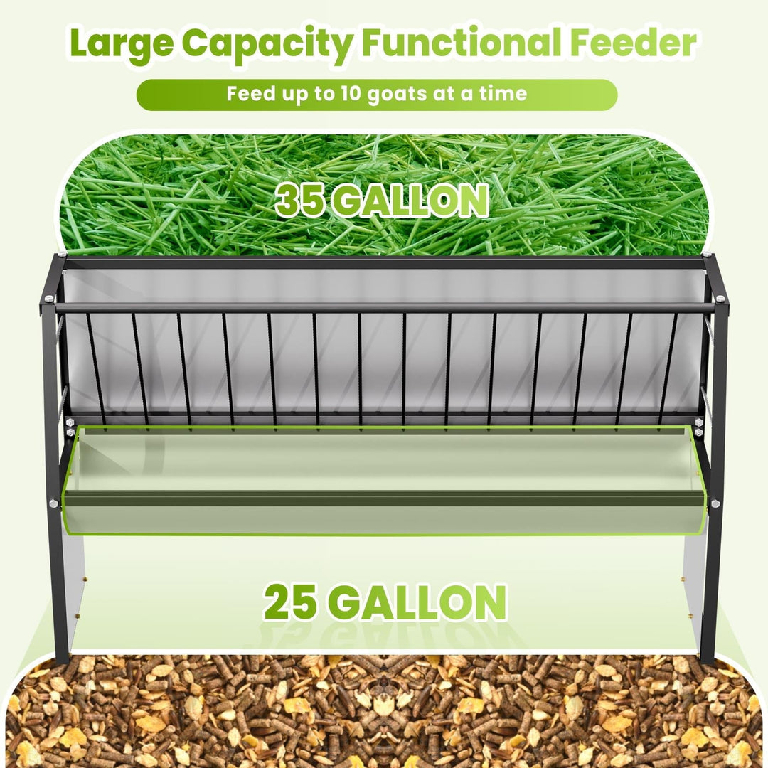 60 Gallon Feeder, Durable Galvanized Steel Pasture Feeder, Non - Deformed for Horses, Cows, Pigs in Outdoor Pasture, Farm Field, Animal Enclosure