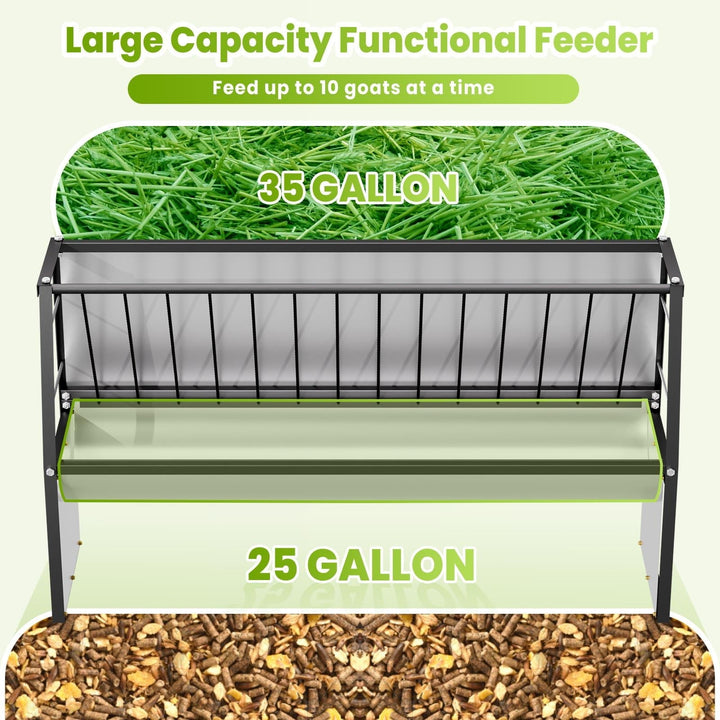 60 Gallon Feeder, Durable Galvanized Steel Pasture Feeder, Non - Deformed for Horses, Cows, Pigs in Outdoor Pasture, Farm Field, Animal Enclosure