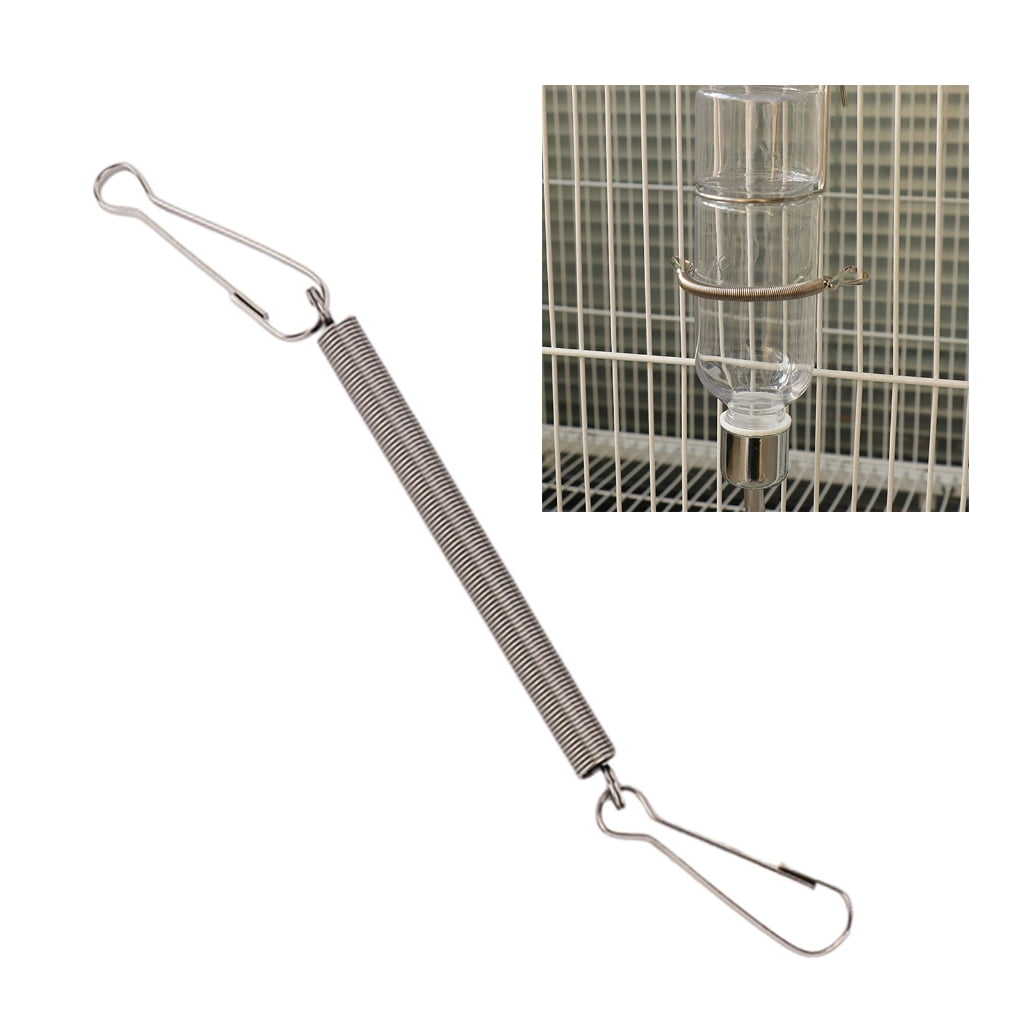3.1in Metal Spring with 2 Clips for Hamster Rabbit Guinea Pigs Water Dispenser