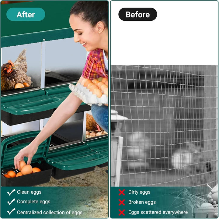 Pinypikaka Chicken Nesting Box with Bracket Legs, 8 Compartments Nesting Boxes for Chickens, Chicken Laying Boxes, Roll Away Nesting Box for Chickens Laying Egg with Lid Cover