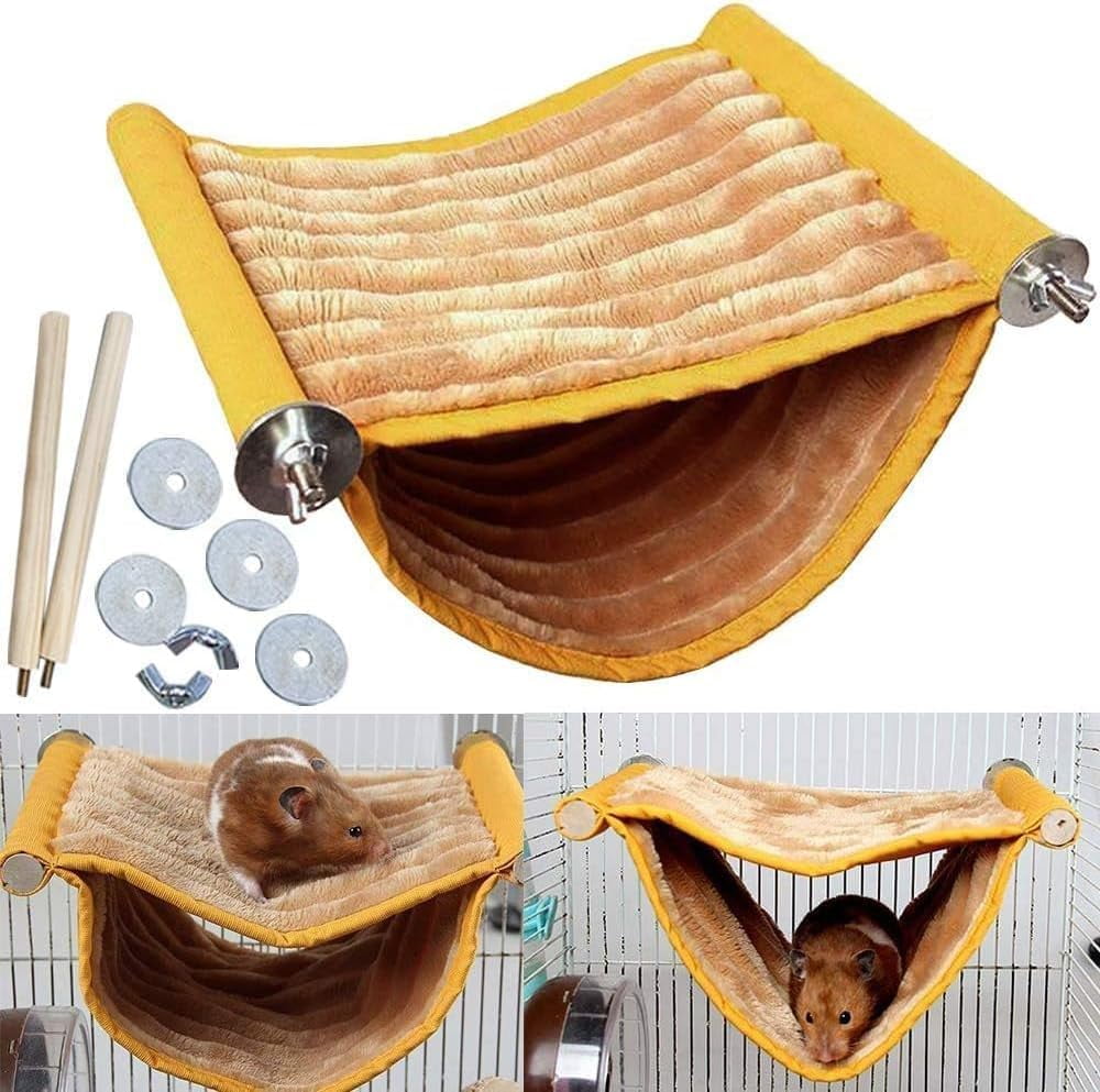 1Piece Warm Hamster Hammock House Mouse Rat Hanging Swing Bed Guinea Pig Cage Bedding Small Pet Animal Double Layer Cage Tent Hut Nest for Winter Mouse Rat Hamster Play Sleep, 9.0×7.4inch