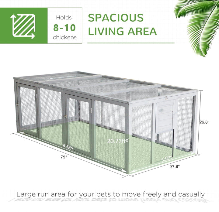 Chicken Coop Run, Extension Chicken Run 20.73 ft² Large Expend Hen House, Universal Chicken Run Perfect for 4-6 Chickens,Ducks, 79" L x 37.8" W x 26.8" H