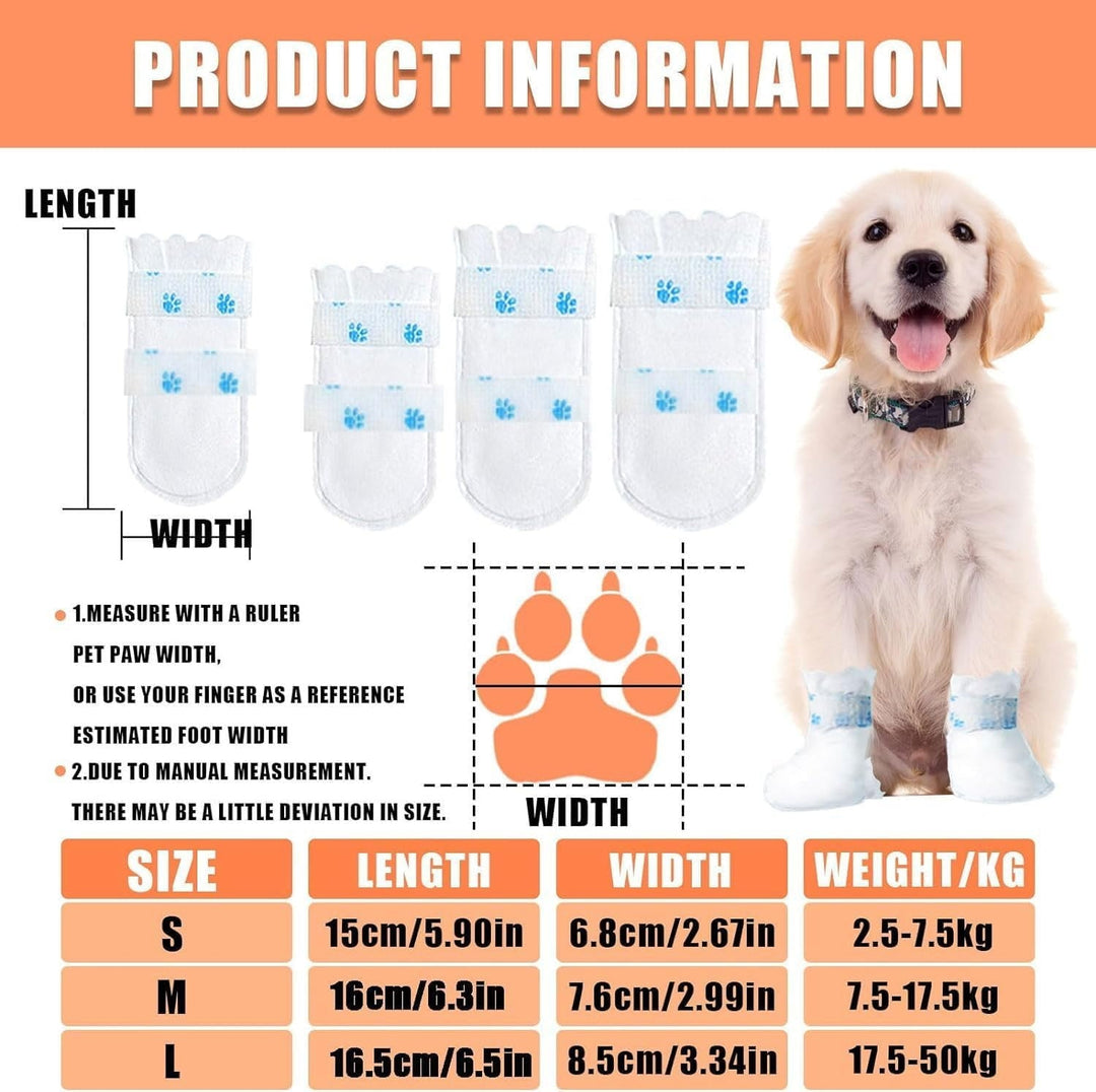 20 Pcs Disposable Dog Shoes, Dog Boots for Injured Paws Waterproof Disposable Dog Socks Paws Stop Licking with Self Adhesive Bandage Dog Shoes for Injured Paws for Indoor Outdoor Walking (L)
