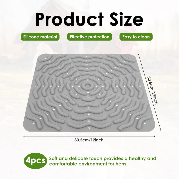 LINFANG 4Pcs Chicken Nesting Pad 12 inch Washable Nesting Box Mat Reusable Soft Silicone Chicken Bedding Pad Laying Egg Mat for Hens Laying Egg