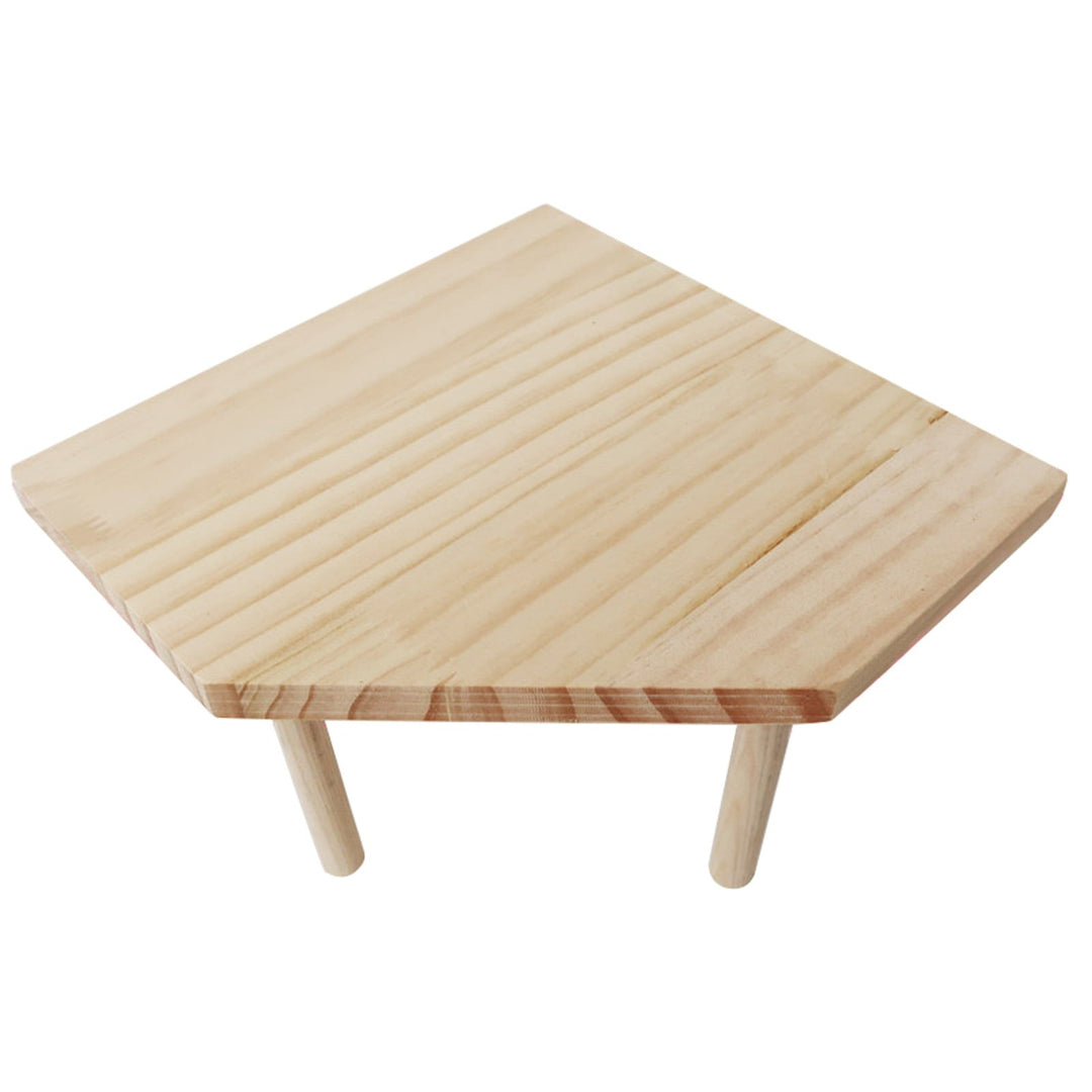NIBOLOG Small Animal Stand Bite Resistant Natural Wood Pet Table Hamster Perch Stand Playing Platform Cage Accessories
