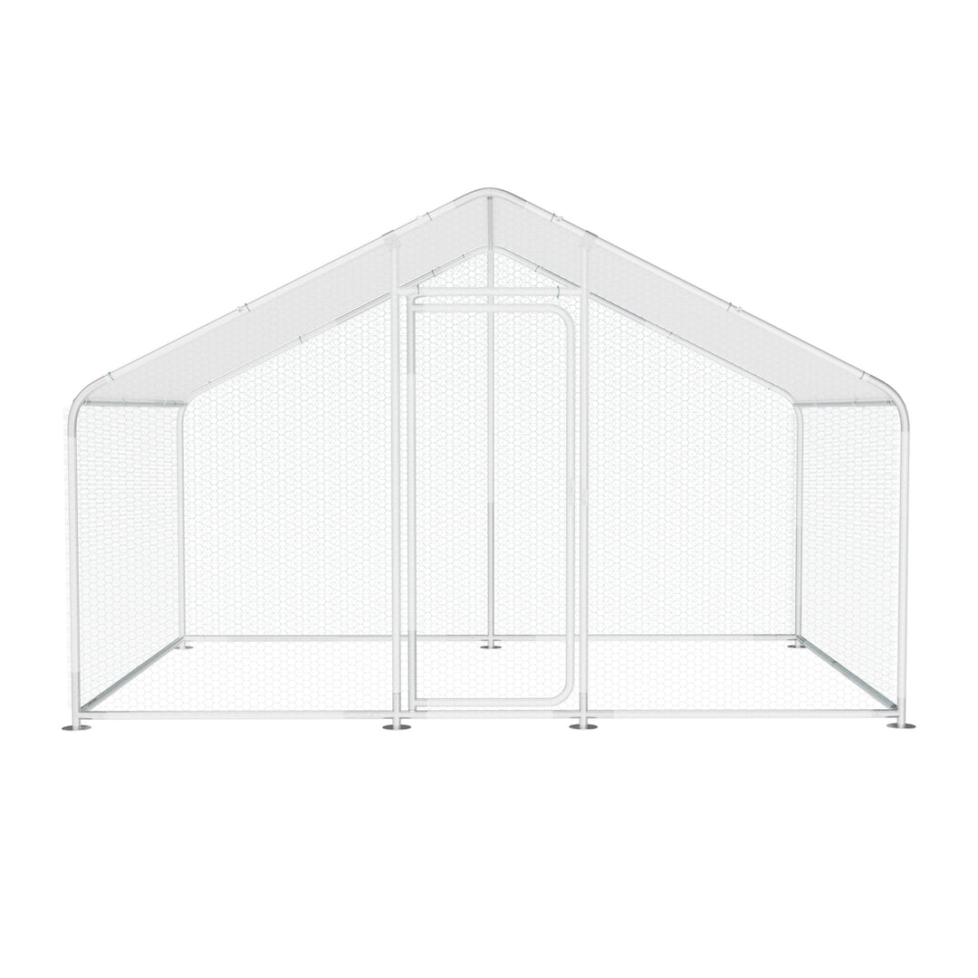 Large Metal Chicken Coop Outdoor Walk-in Chicken Run Poultry Cage Pen W/ Water & UV Proof Cover For Backyard Farm for Hens, Ducks, Rabbits, or Small Animals 10'×6.6'×6.6', Spire Top